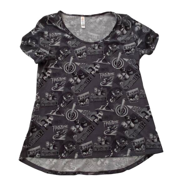 Disney Incredibles Lula Rose Womans Size S Dark Gray Scoop Neck Short Sleeve Top - Picture 1 of 8